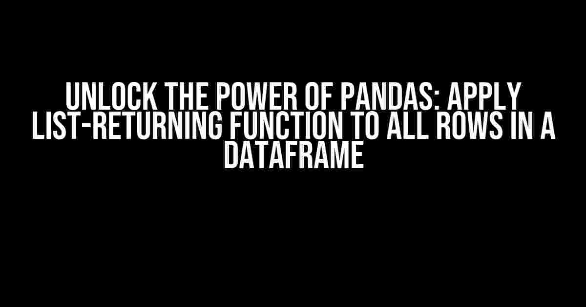 Unlock the Power of Pandas: Apply List-Returning Function to All Rows in a DataFrame